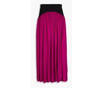 Two-tone gathered crepe maxi skirt - Purple