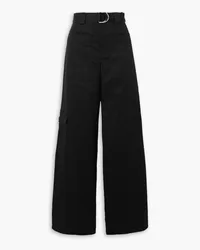 Proenza Schouler Belted cotton-blend twill wide-leg cargo pants - Black Black