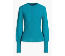 Ribbed stretch-knit sweater - Blue