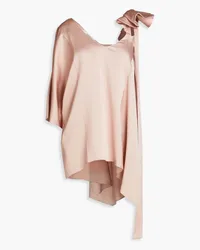 Valentino Garavani One-sleeve ruffled hammered-satin top - Pink Pink