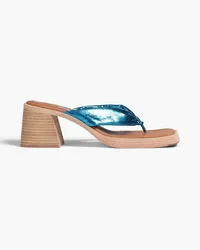 Miista April metallic textured-leather mules - Blue Blue