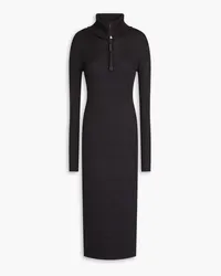 Brunello Cucinelli Bead-embellished ribbed cashmere-blend midi dress - Black Black