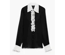 Ruffled Lyocell-georgette blouse - Black