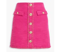 Button-detailed bouclé-tweed mini skirt - Pink