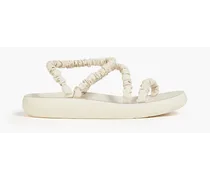 Scrunchie Eleftheria faux leather sandals - White