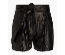 Yazuka pleated leather shorts - Black