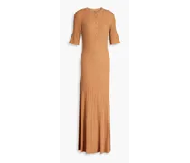 Erdan ribbed wool and cashmere-blend maxi dress - Brown