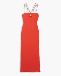 STAUD Gianna cutout ribbed-knit maxi dress - Orange Orange