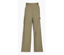 Cotton-blend wide-leg pants - Green