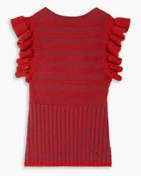 Victoria Beckham Ruffled ribbed wool-blend tank - Red Red