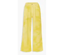 Damon tie-dyed cotton-corduroy wide-leg pants - Yellow