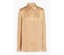 The Oxford crinkled-satin shirt - Neutral