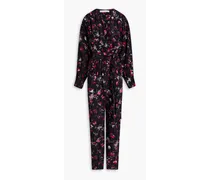 Wrap-effect floral-print lyocell and silk-blend jumpsuit - Black