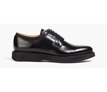 Brandy shell-trimmed leather brogues - Black