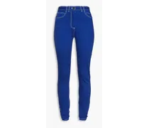 Embroidered high-rise skinny jeans - Blue