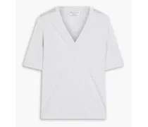 Bead-embellished cotton-jersey T-shirt - Gray