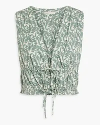 Onia Printed linen and cotton-blend top - Green Green