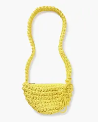 J.W.Anderson Popcorn leather-trimmed crocheted shoulder bag - Yellow Yellow