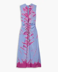 Altuzarra Kaya asymmetric ruched cutout tie-dyed silk crepe de chine maxi dress - Blue Blue