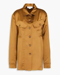 Victoria Beckham Crinkled crepe-satin shirt - Brown Brown