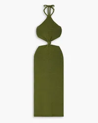 Cult Gaia Cameron cutout cotton-blend halterneck midi dress - Green Green