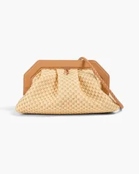 Serapian Secret leather-trimmed raffia clutch - Neutral Neutral