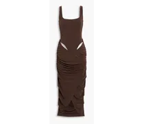 Mariah ruched cutout stretch-TENCEL™ jersey maxi dress - Brown