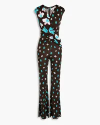 Diane von Furstenberg Danella wrap-effect floral-print jersey jumpsuit - Brown Brown