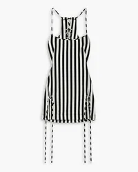 Monse Cutout lace-up striped jersey mini dress - Black Black