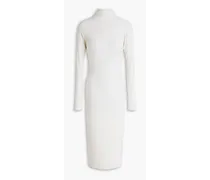 Twisted cutout ribbed jersey midi dress - White