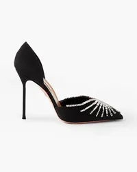 Aquazzura Sunshine 105 crystal-embellished grosgrain pumps - Black Black