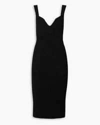 KHAITE Alessia open-back ribbed cotton-blend midi dress - Black Black