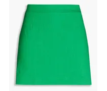 Linen-blend twill mini skirt - Green