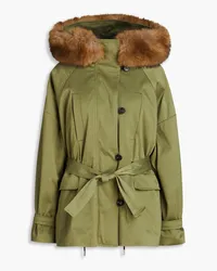 Maje Belted gabardine parka - Green Green