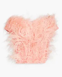 Cult Gaia Sosha cropped feather-embellished crepe top - Pink Pink