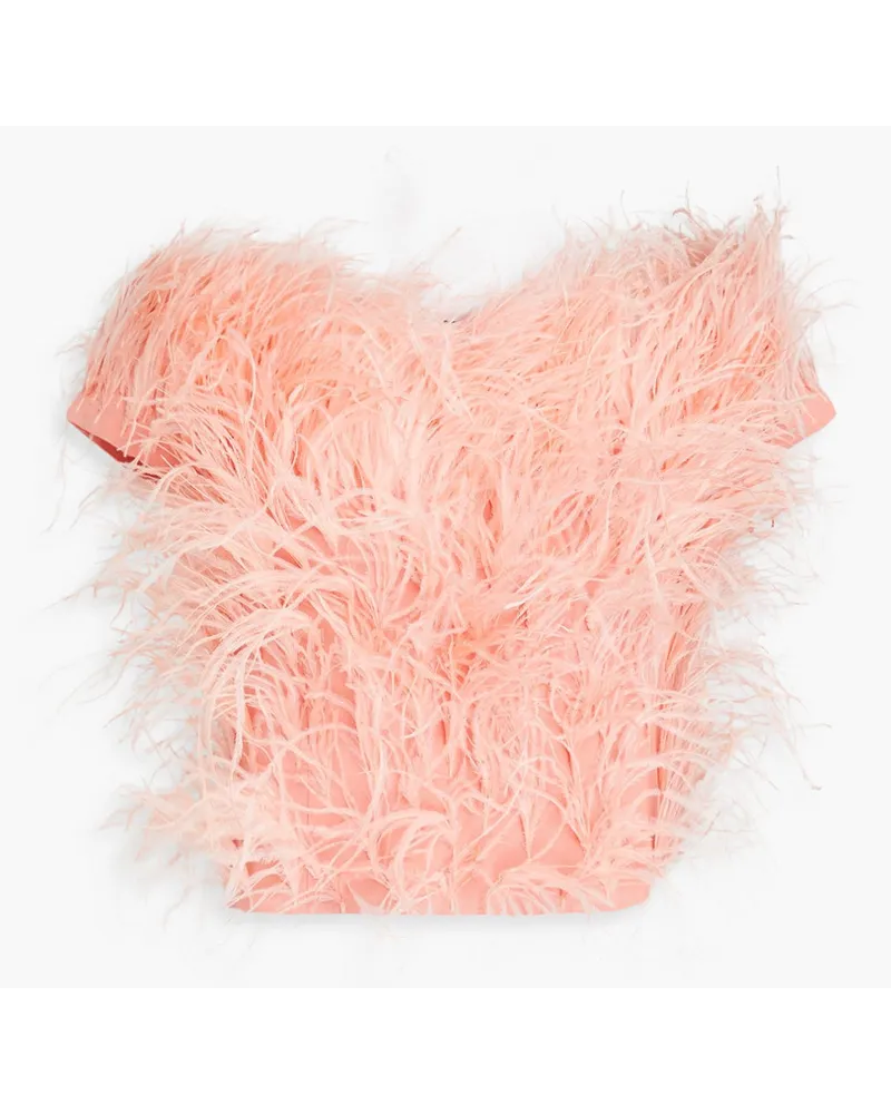Cult Gaia Sosha cropped feather-embellished crepe top - Pink Pink