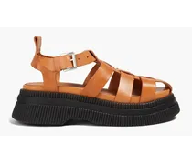 Leather platform sandals - Brown