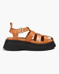 Ganni Leather platform sandals - Brown Brown