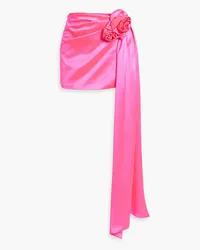 Magda Butrym Draped floral-appliquéd silk-satin mini skirt - Pink Pink