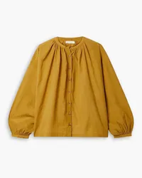 DÔEN Jane cotton-blend voile blouse - Yellow Yellow