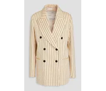 Cornelia double-breasted striped wool-twill blazer - White