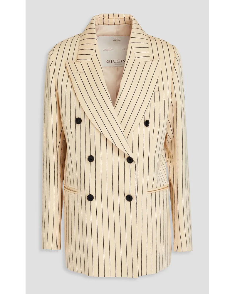 Giuliva Heritage Collection Cornelia double-breasted striped wool-twill blazer - White White