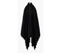 Pleated woven midi shirt dress - Black