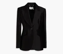 Wool and silk-blend blazer - Black