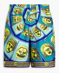 Versace Printed silk-twill shorts - Blue Blue