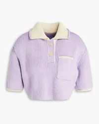 Jacquemus Arco cropped ribbed-knit polo shirt - Purple Purple