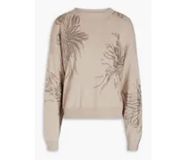 Metallic printed wool, cashmere and silk-blend sweater - Neutral