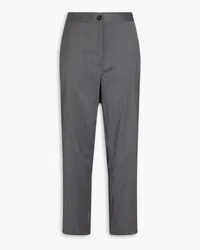 Kitsuné Cropped wool-twill tapered pants - Gray Gray