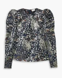 By Malene Birger Claude ruched metallic brocade top - Blue Blue