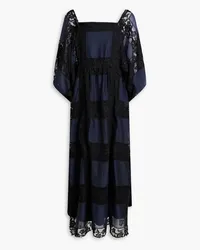 Tory Burch Cotton and silk-blend lace and mousseline midi dress - Black Black